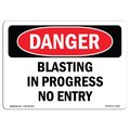 Signmission Safety Sign, OSHA Danger, 18" Height, 24" Width, Aluminum, Blasting In Progress No Entry, Landscape OS-DS-A-1824-L-1878